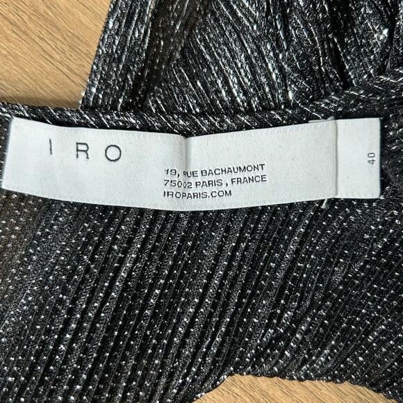 IRO Irisa Mini Dress Black Silver Metallic Holiday Size 40 US 8 - Picture 5 of 11